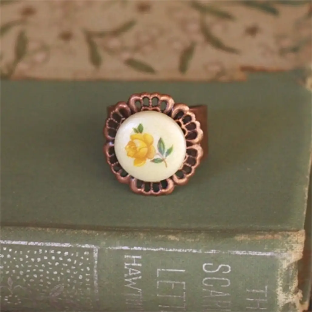 Yellow Rose Cab Ring by Violet Bella