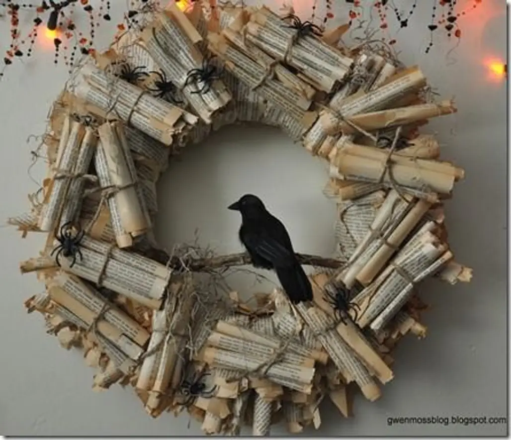 Wreath Made from Pages of Old Books