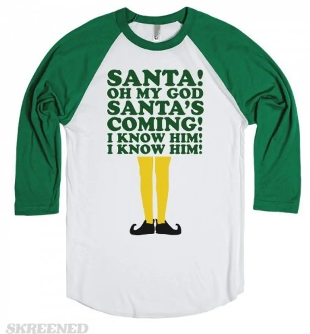 Santa, I Know Him! Unisex White/Evergreen T-Shirt