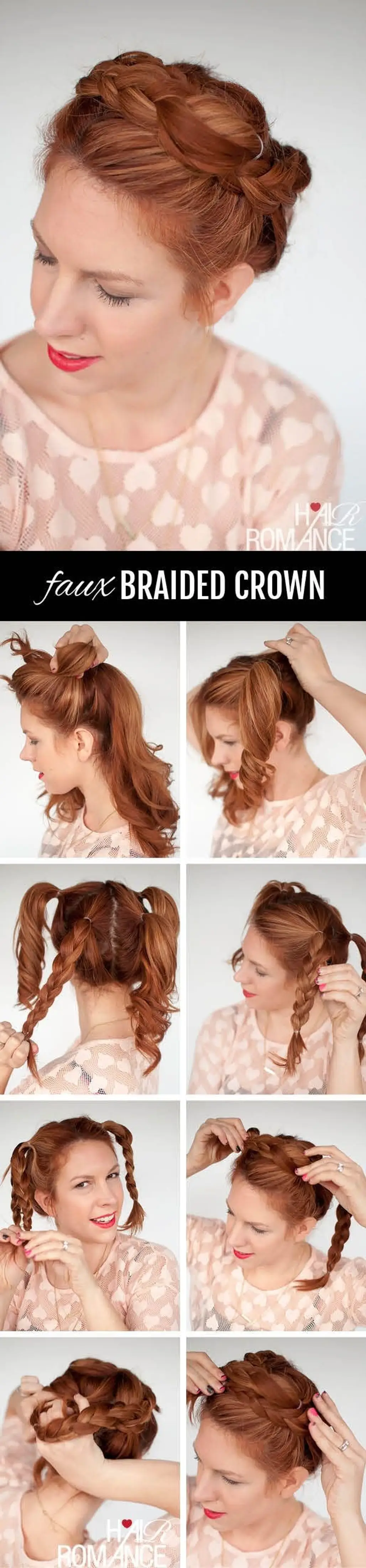 Faux Braided Crown Hairstyle Tutorial