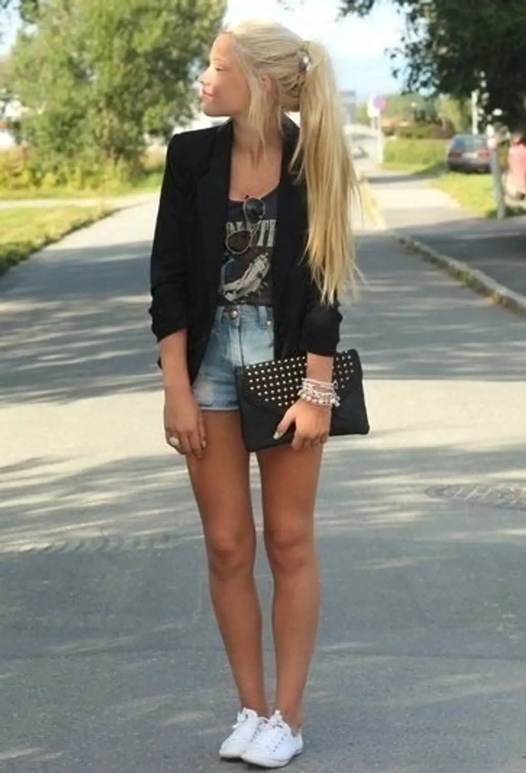 Fashionable with a Blazer and Shorts
