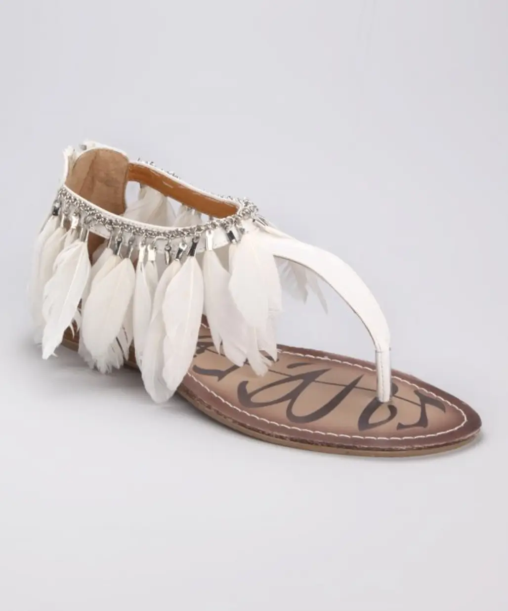 Feather-Trimmed Sandals