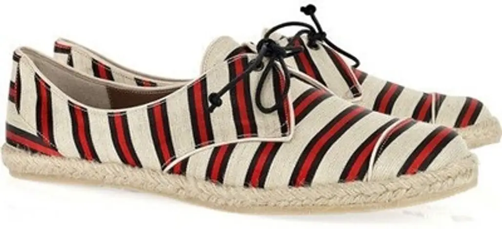 Tabitha Simmons Dolly Striped Linen and Silk-Blend Flats