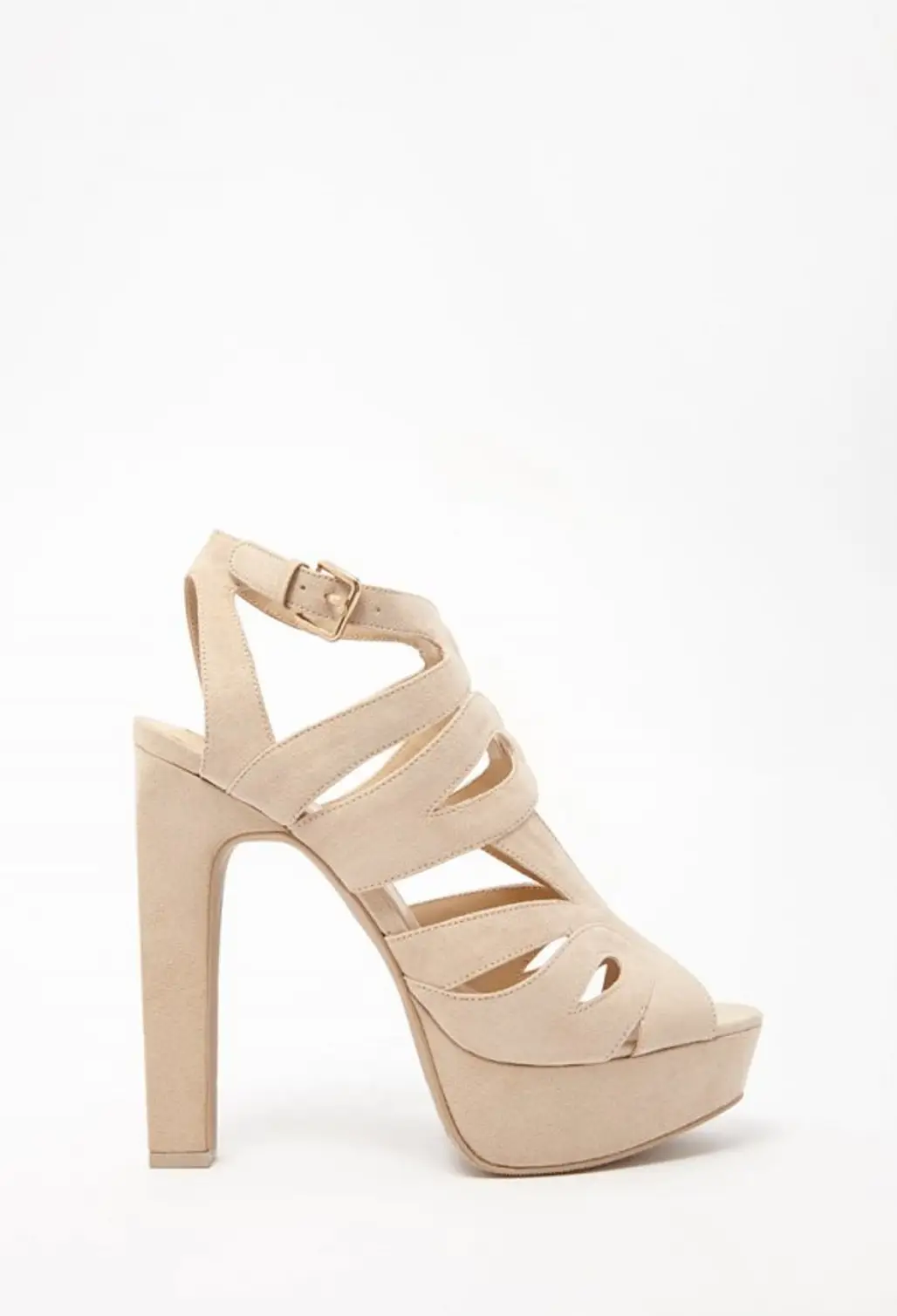 Nude Caged Faux Suede Sandals