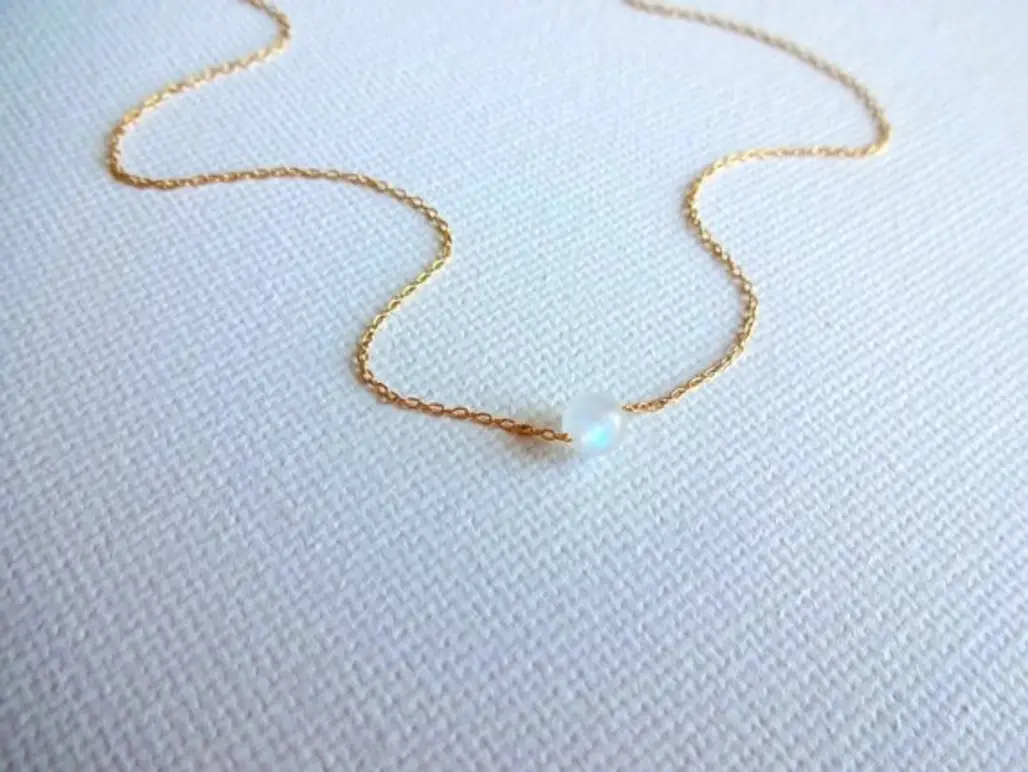 Micro Moonstone Pendant Charm Necklace