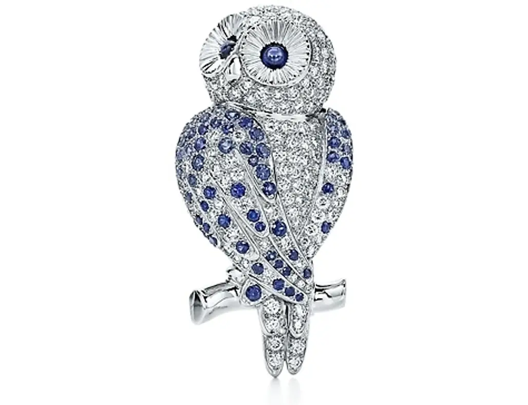Sapphire and Diamond Owl Brooch