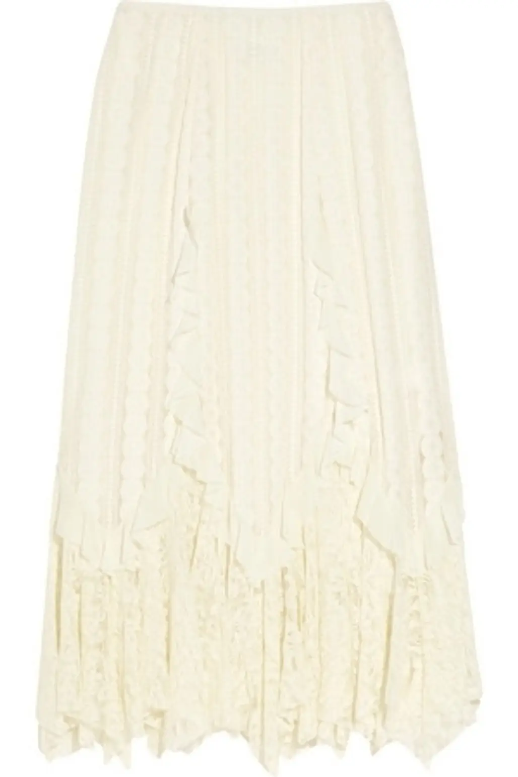 Anna Sui Ruffled Lace Midi Skirt