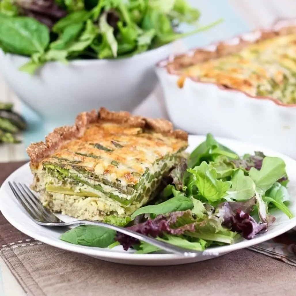 Asparagus and Cheddar Quiche