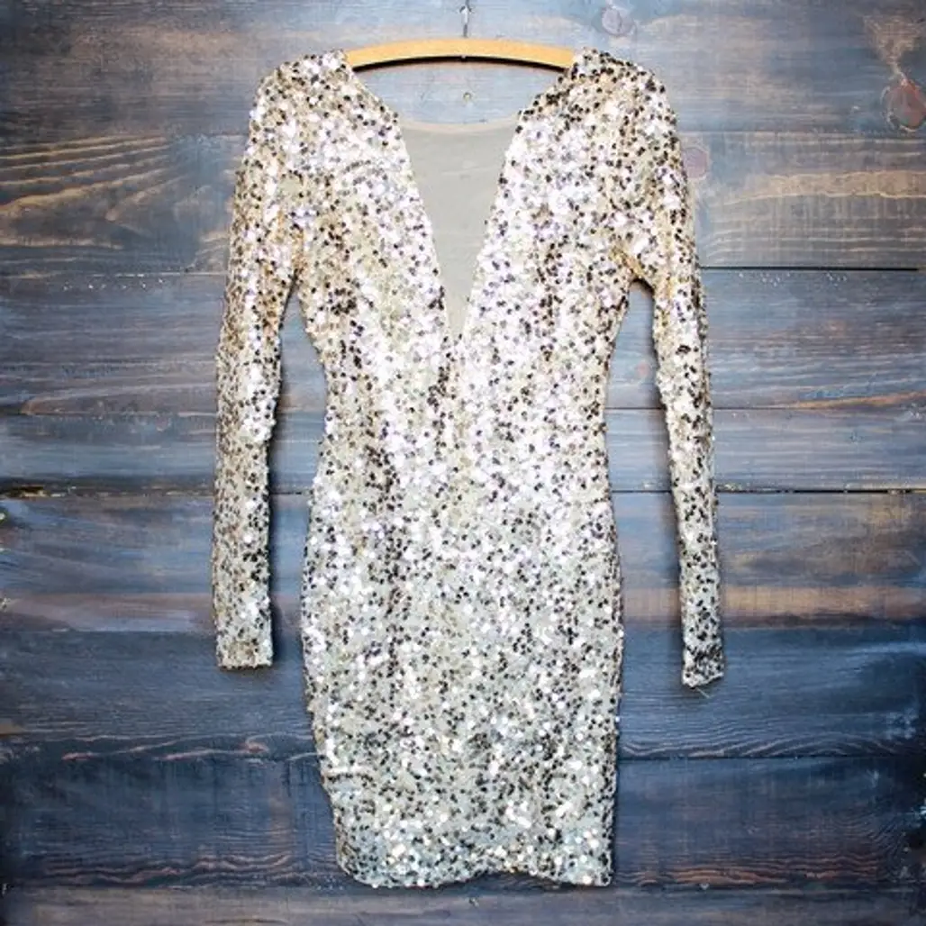 Dazzling Gold Sequin Party Dress
