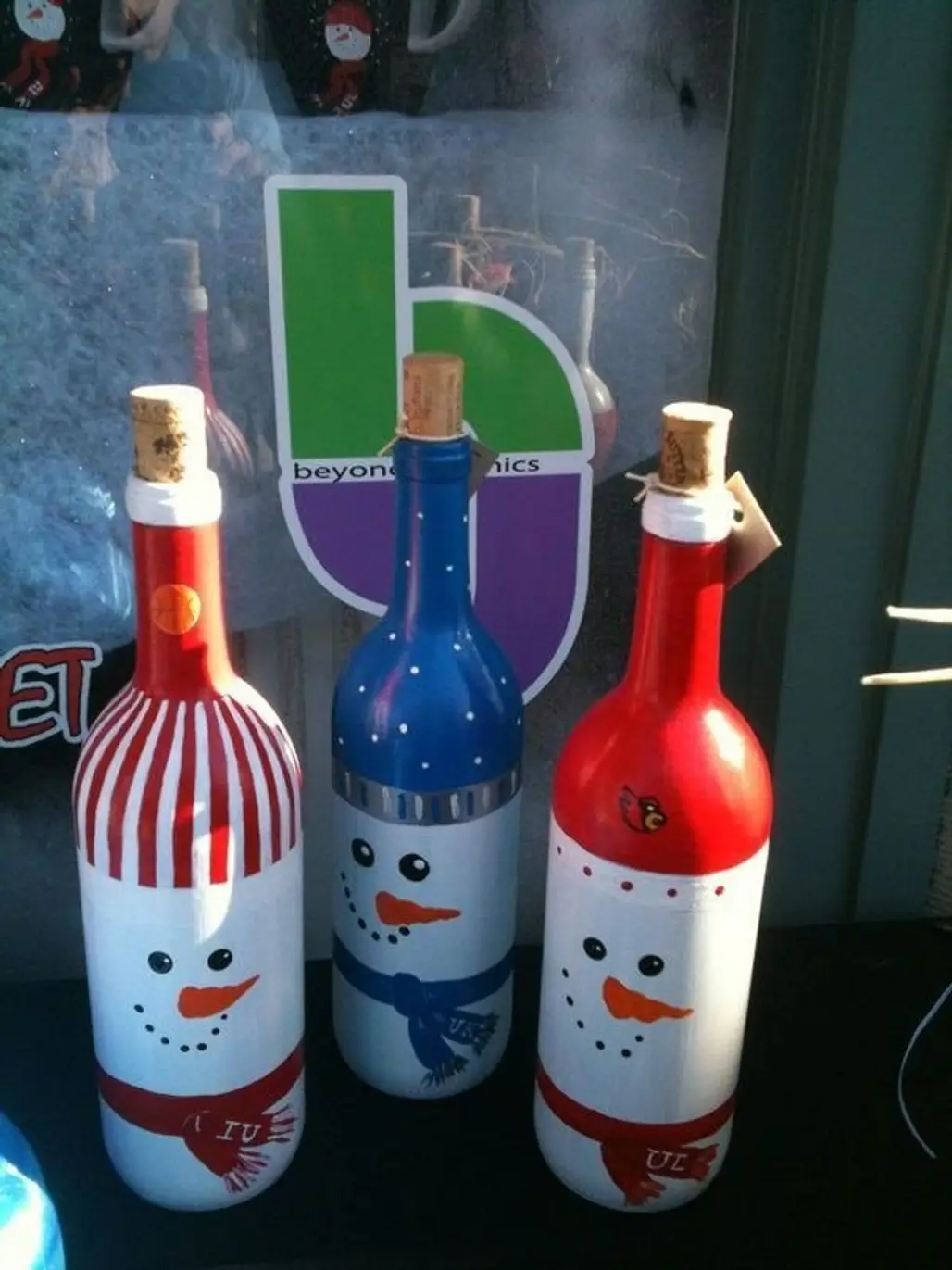 Snowman Painted Wine Bottles
