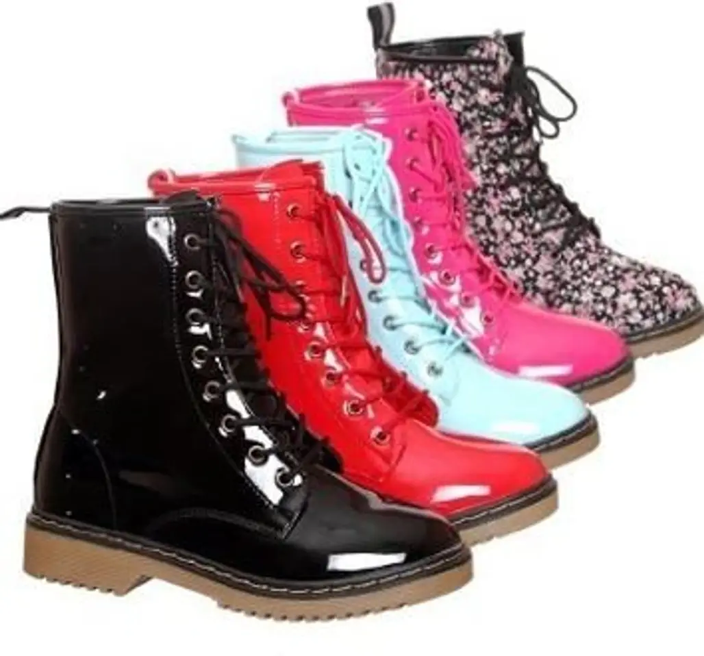 New!! Patent Lace up Ankle Rain Boots