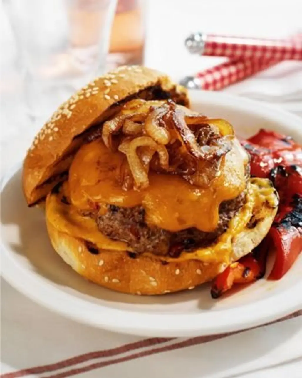 Chipotle Burger with Caramelized Red Onions