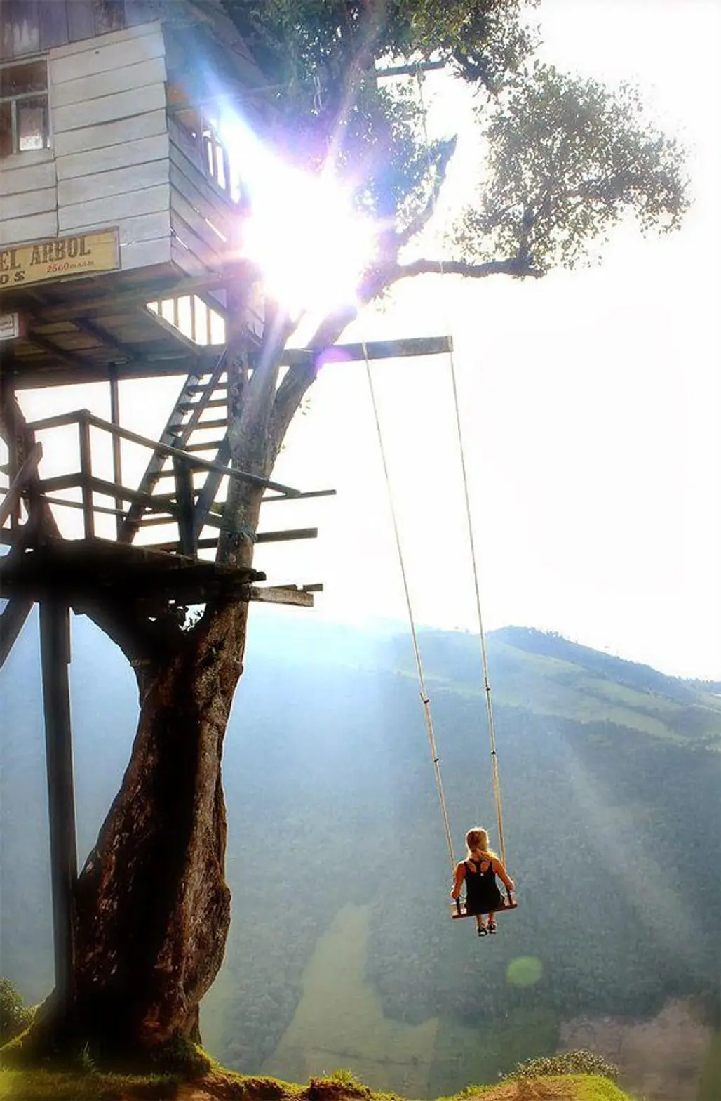 Swing at the End of the World in Banos, Ecuado