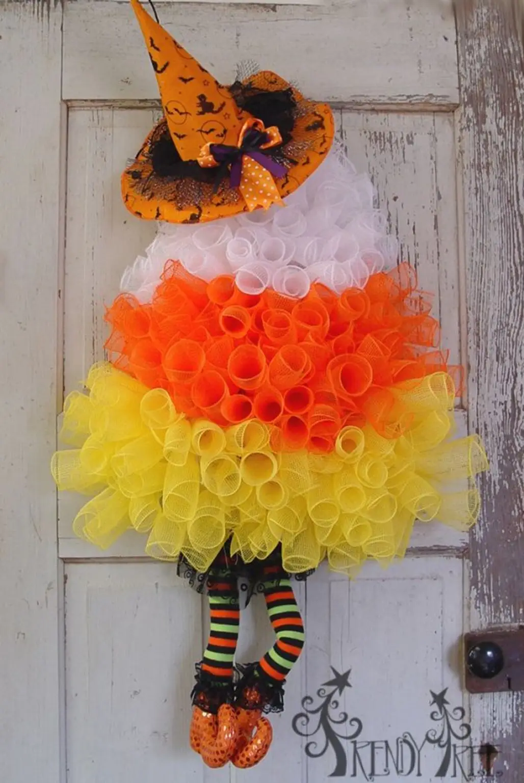Candy Corn Witch Wreath