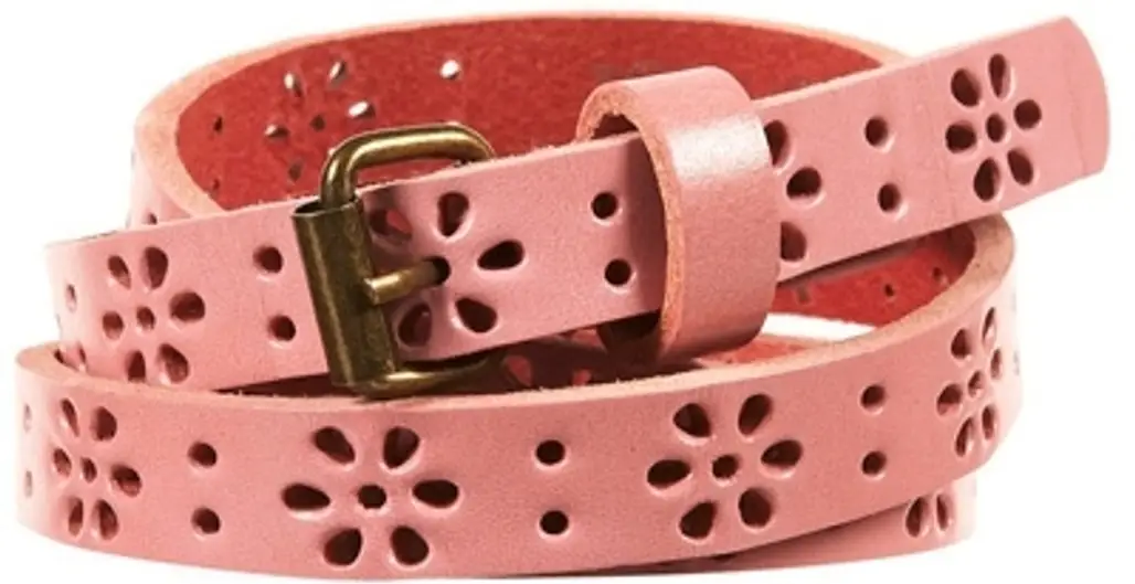 Topshop Pale Pink Leather Flower Cutout Skinny Belt