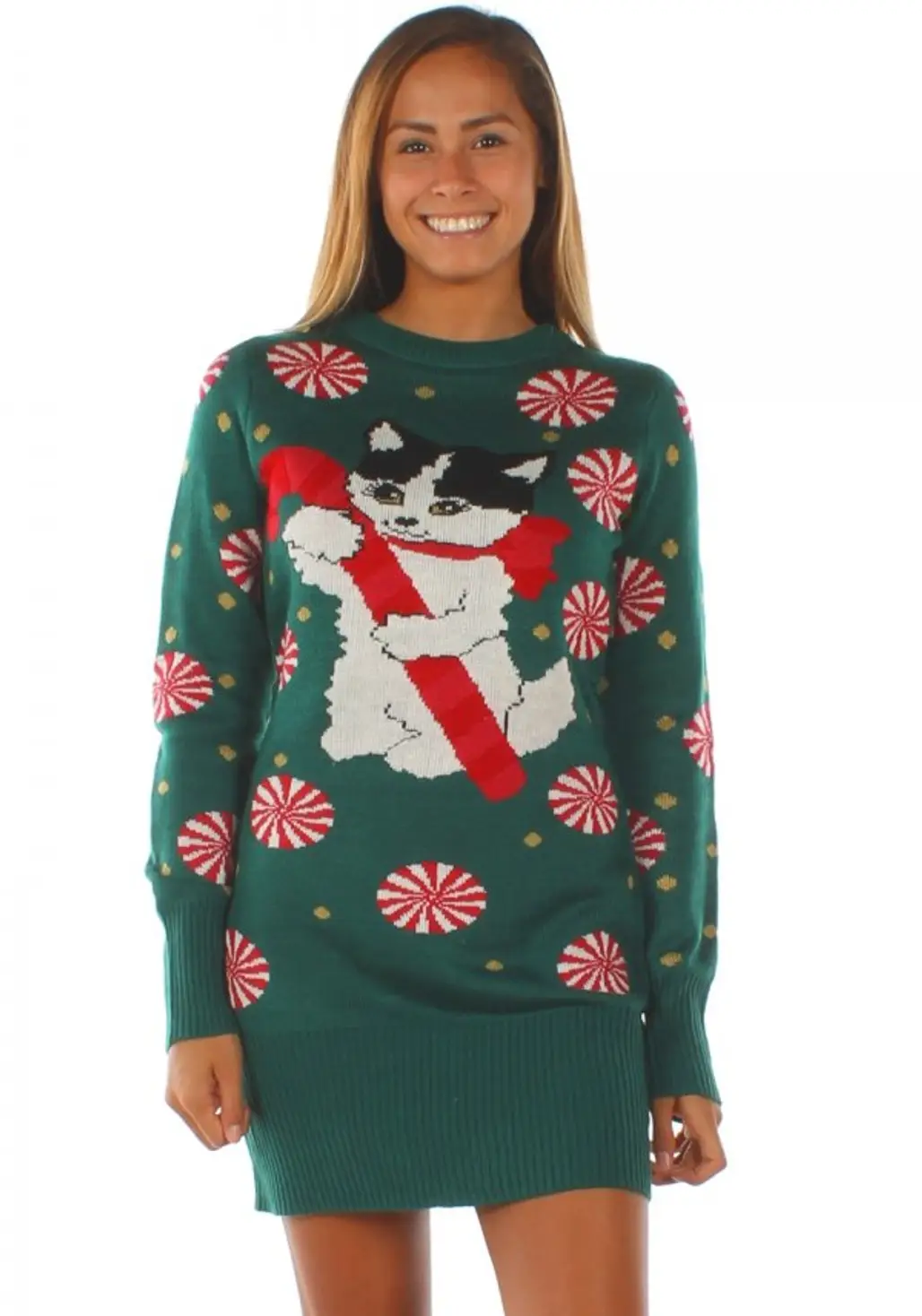 Meowy Christmas Sweater Dress