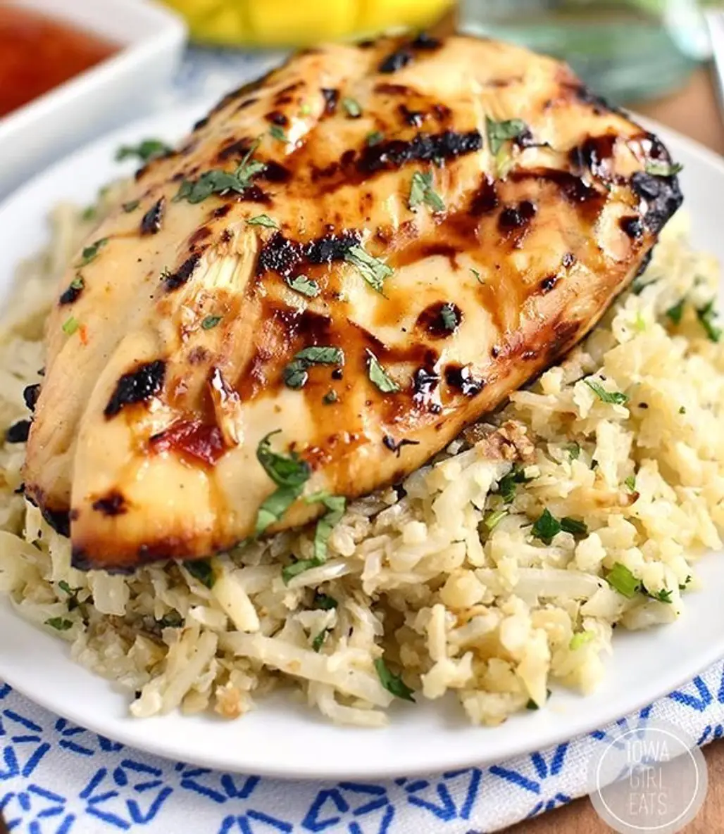 Sweet Chili Coconut-Lime Grilled Chicken with Coconut-Lime Cauliflower Rice