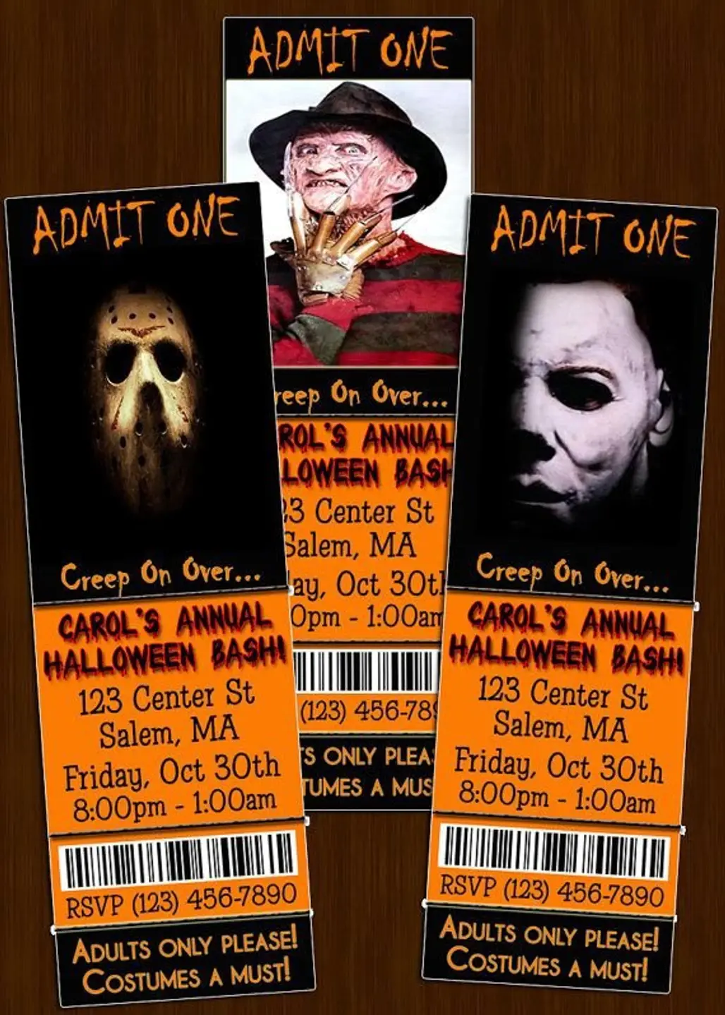 Custom Halloween Party Ticket Invitations