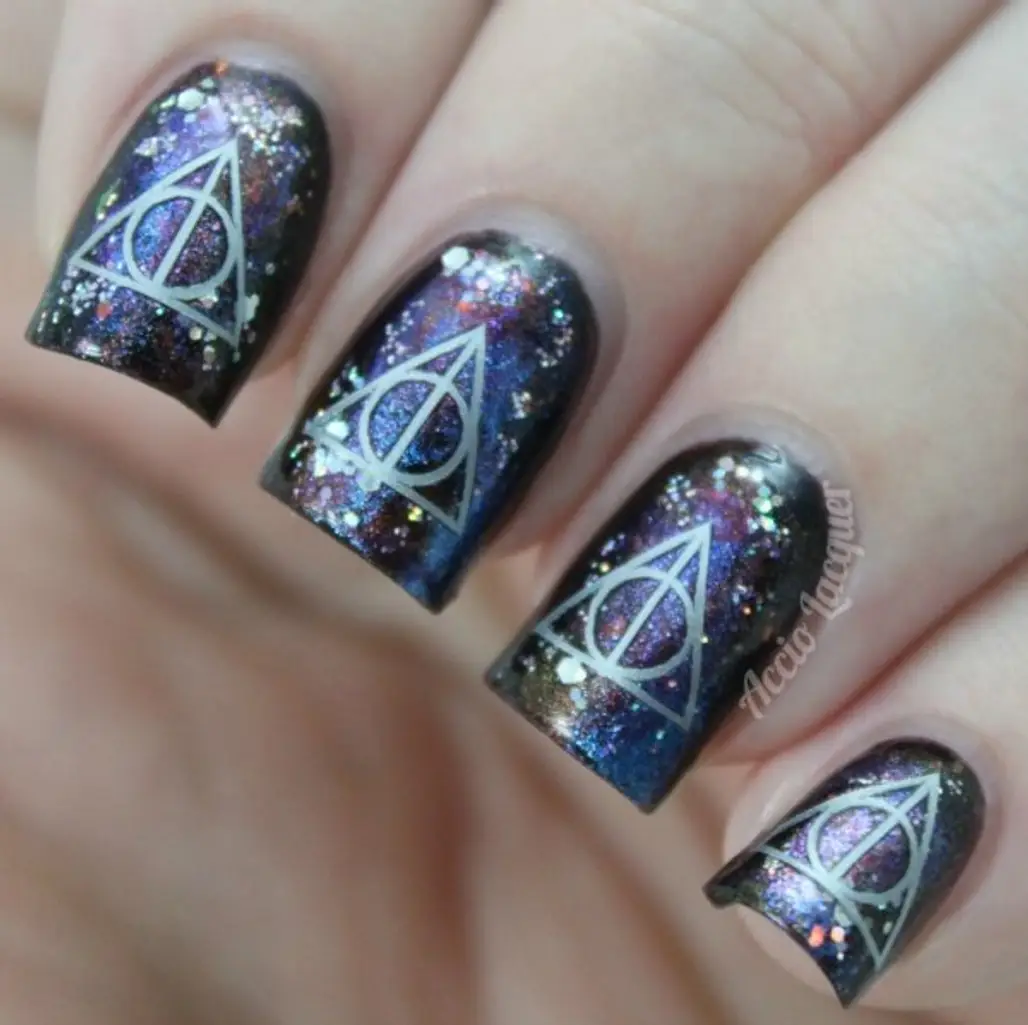 Deathly Hallows on Black and Glitter