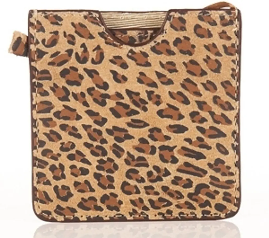 Topshop Leather Leopard Print Handbag Mirror
