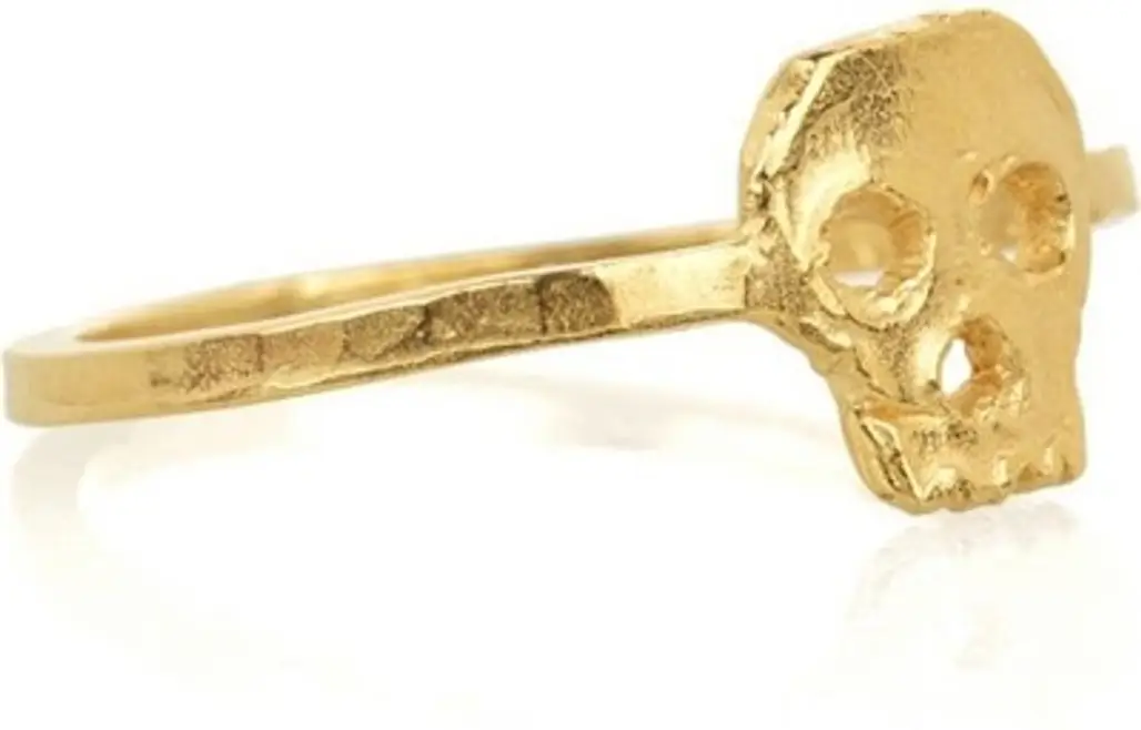 Daisy Knights 22-Karat Gold-Vermeil Skull Ring