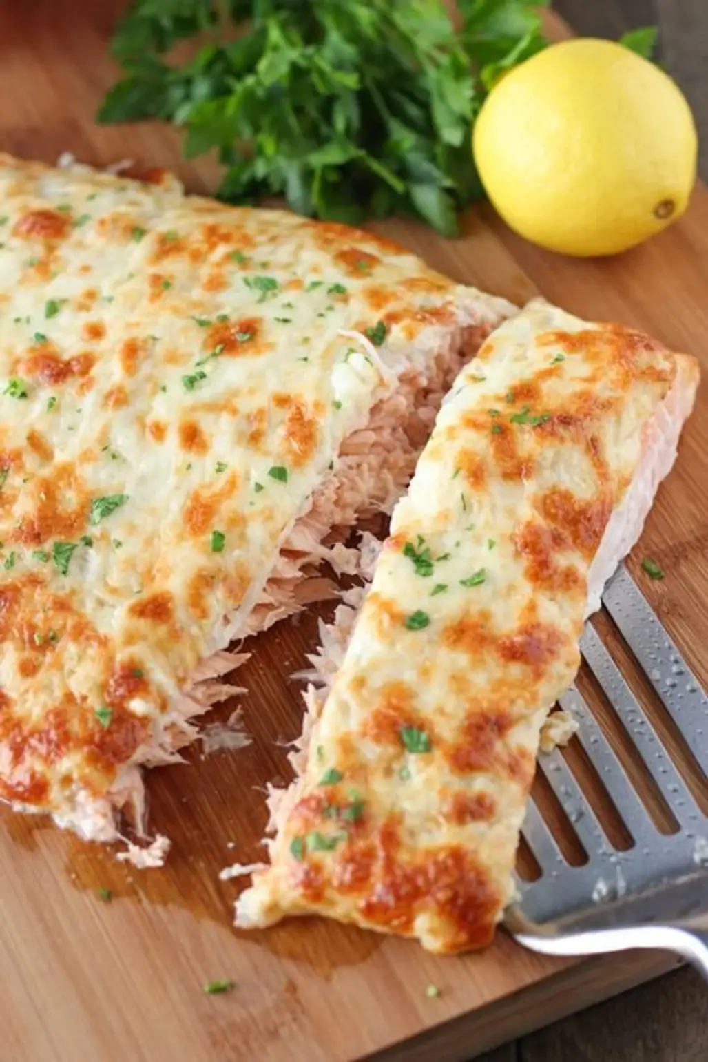 Cheesy, Onion Crusted Baked Salmon