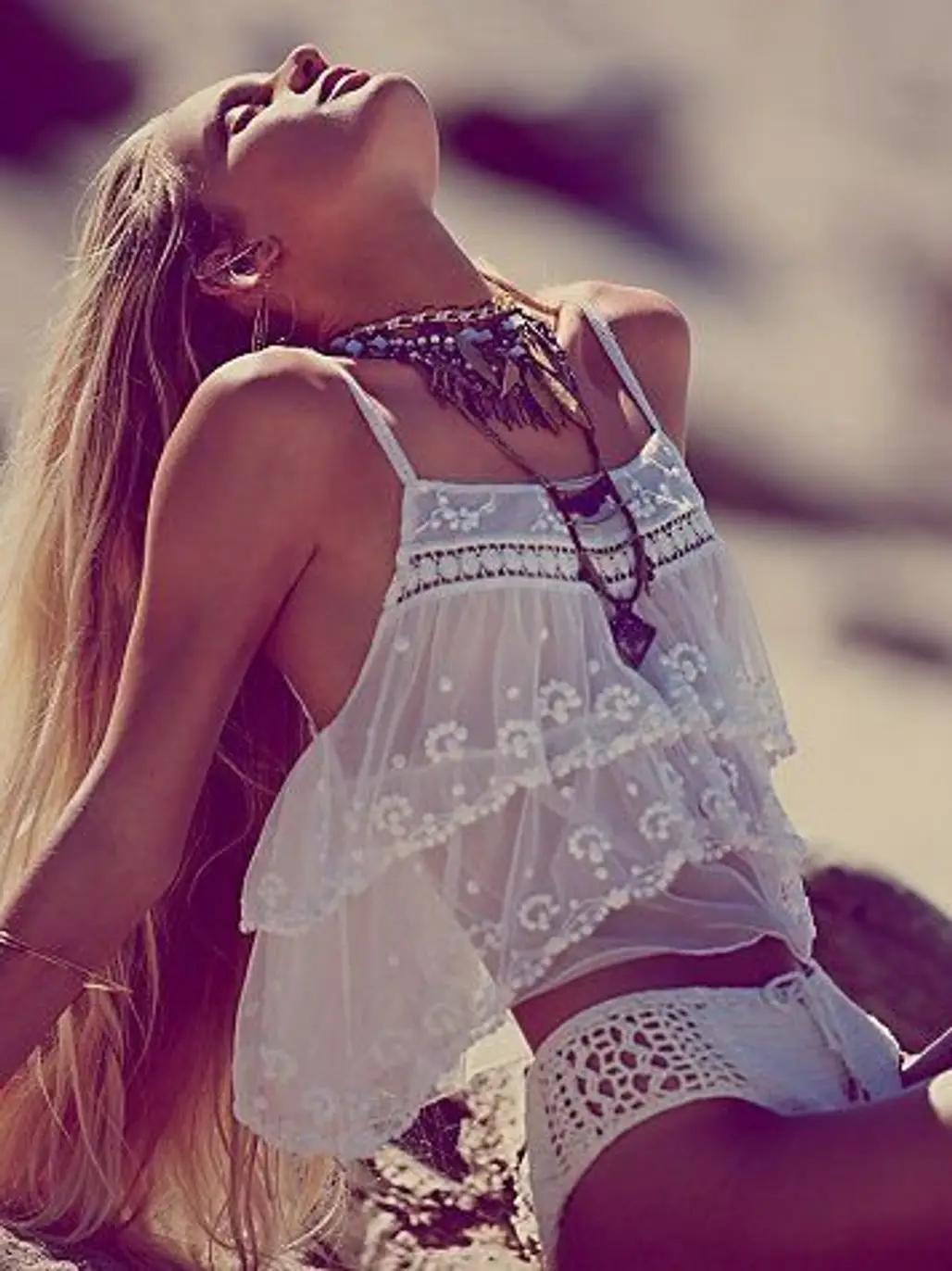 Ruffled Embroidered Mesh Crop Tank