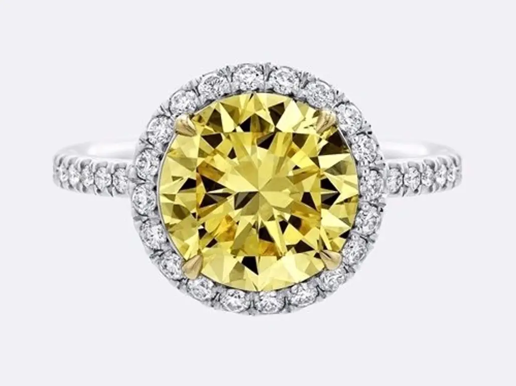 Harry Winston round Brilliant Yellow Diamond Micropavé Ring