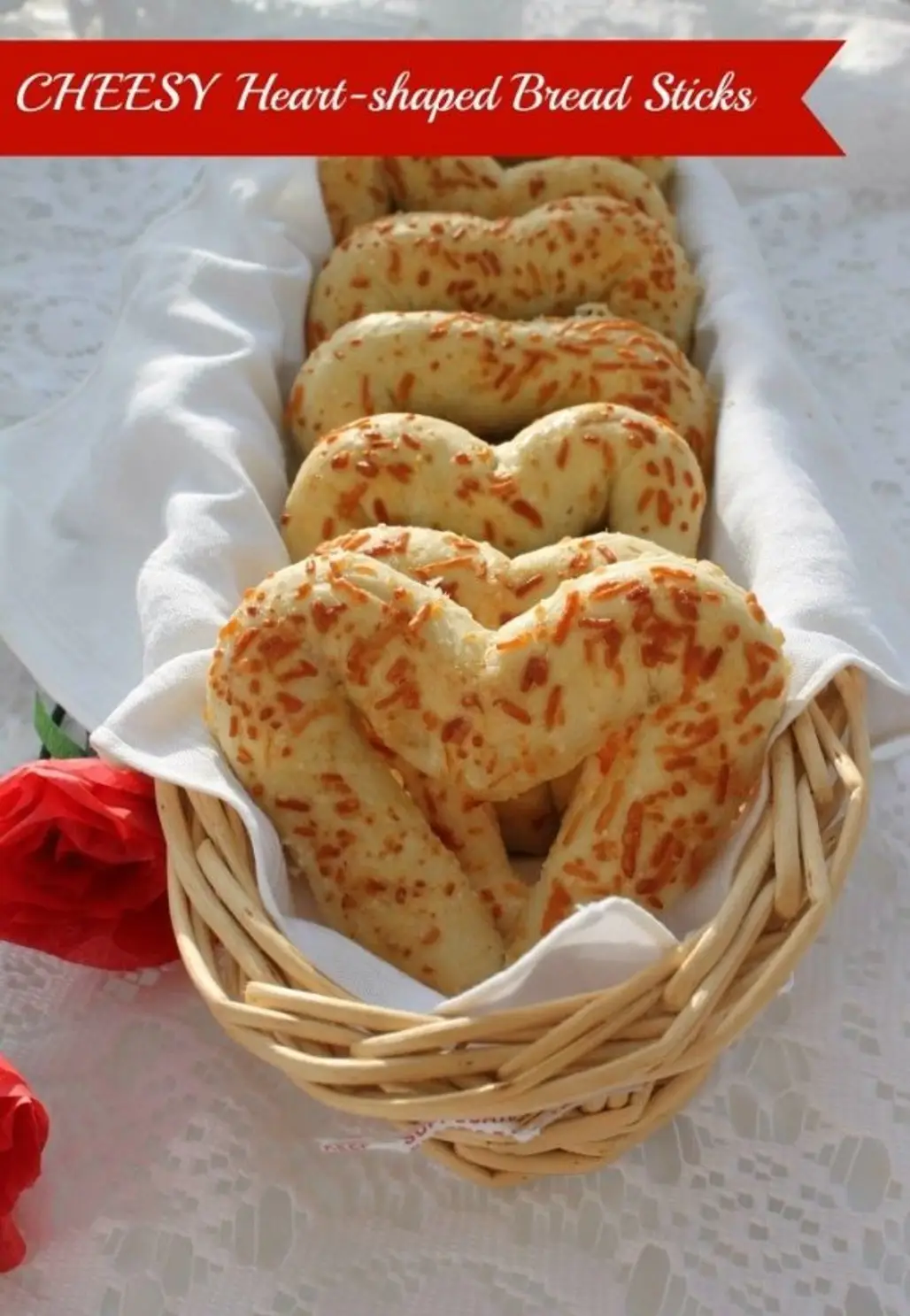 Cheesy, Heart-shaped Bread Sticks