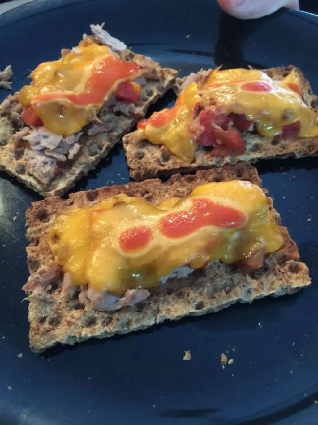 Tuna Melts Topped with Hot Sauce