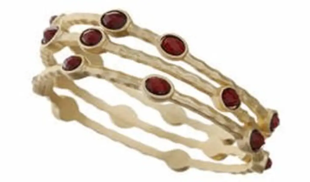 Gold-Look Stacked Bangles - Red