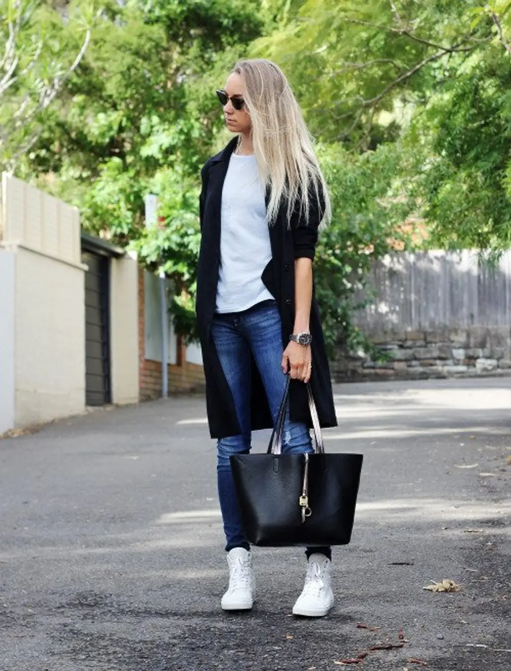 Relaxed: Jeans, Tee, Long Blazer