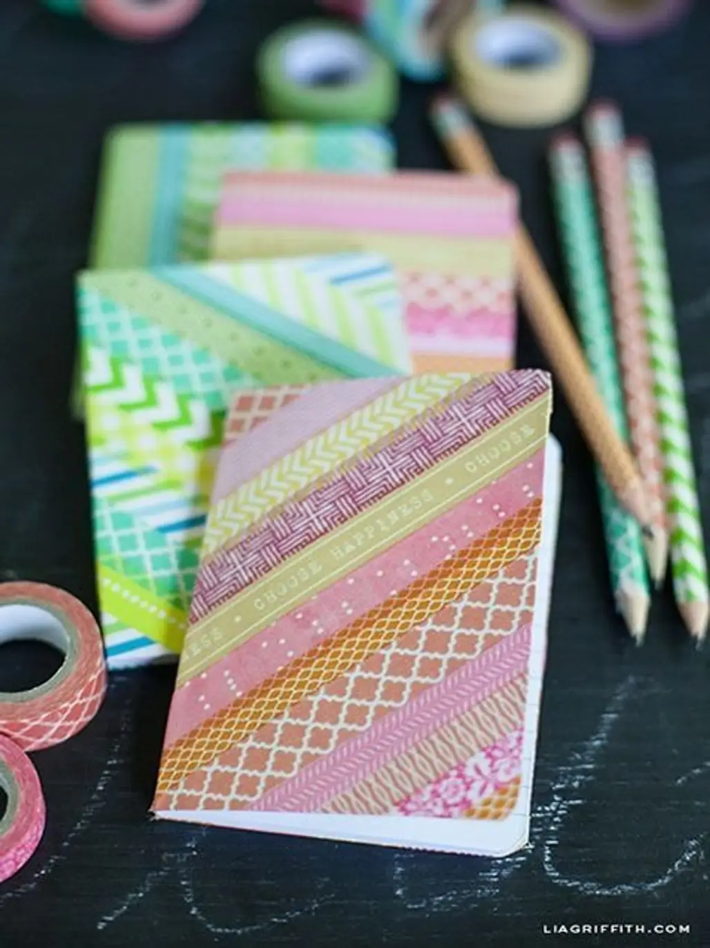Washi Tape Notebooks and Pencils
