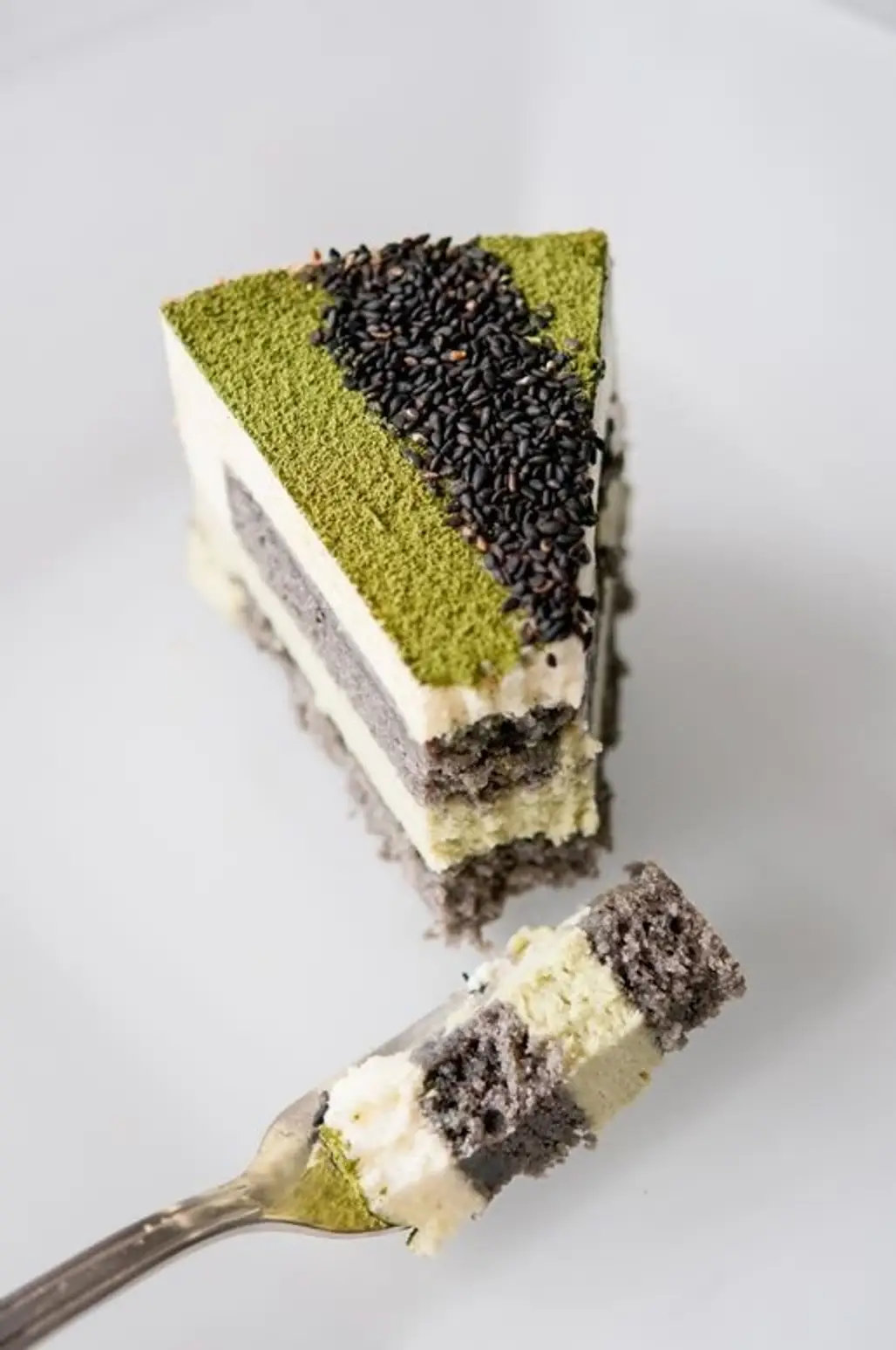 Green Tea-Black Sesame Mousse Cake