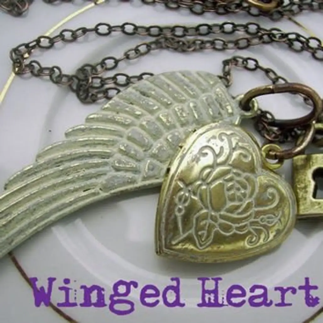 Antique Brass Heart Locket Necklace