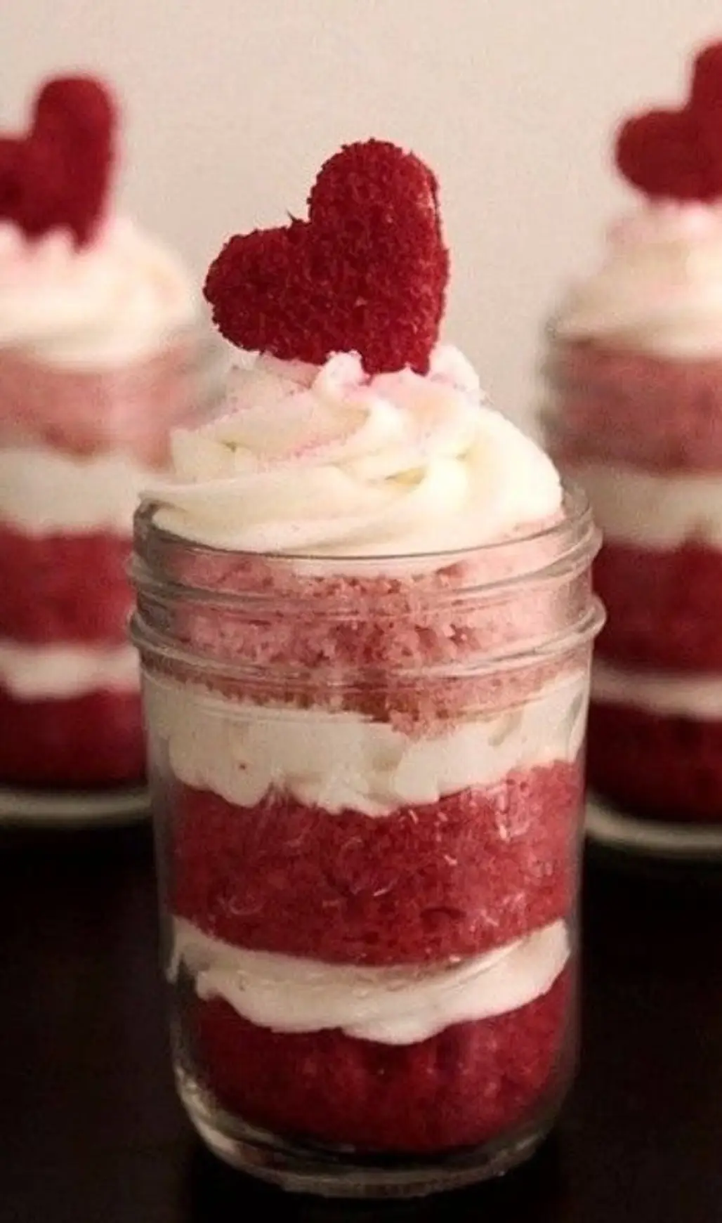 Layered Valentine's Day Cakes in a Jar