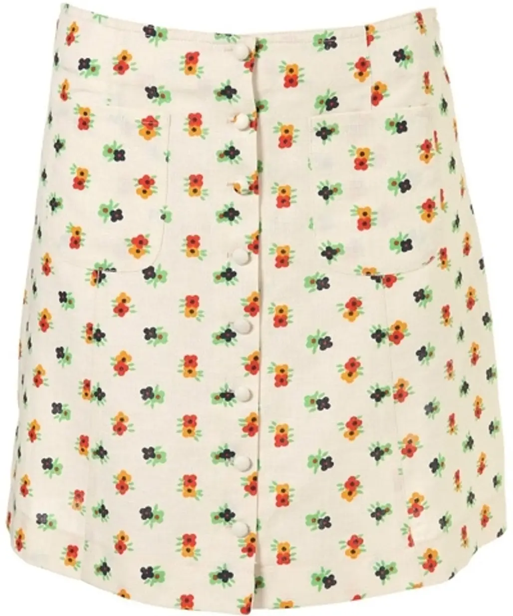 Topshop Floral Print Linen Skirt