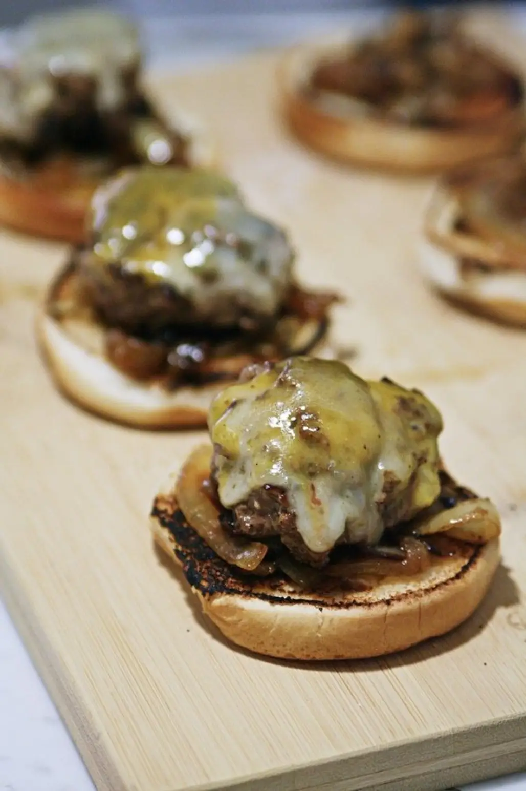 Cheddar and Onion Smashed Burgers