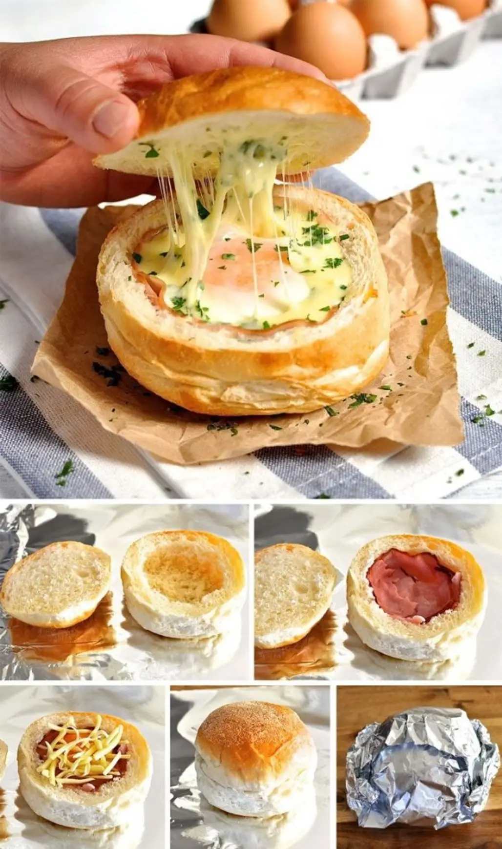 Ham, Egg and Cheese Bread Bowls