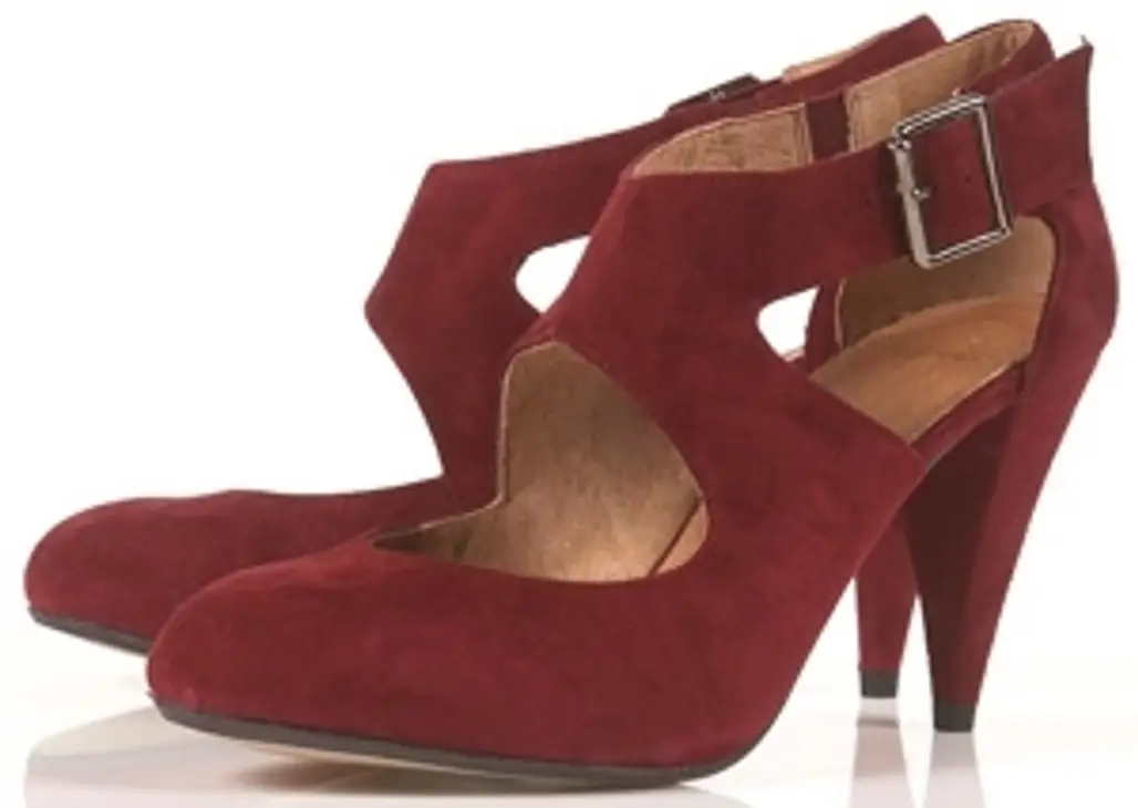 Topshop Jenna Wine Suede Cut out Shoes