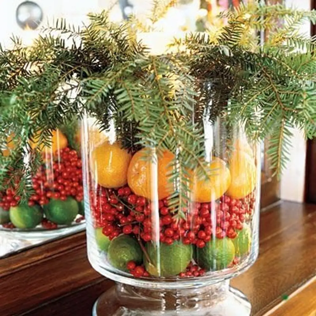 Arrangement with Fruit and Greenery