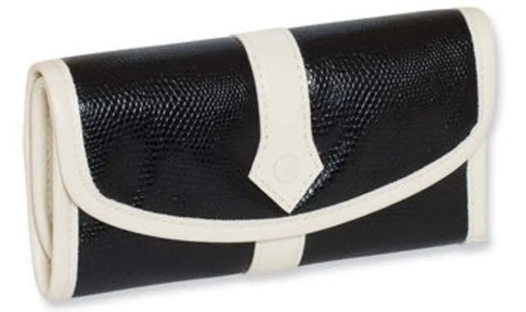 Black with Ivory Snake Texture Jewelry Roll