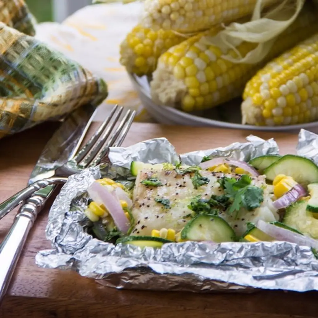Coconut-Lime White Fish with Zucchini and Corn