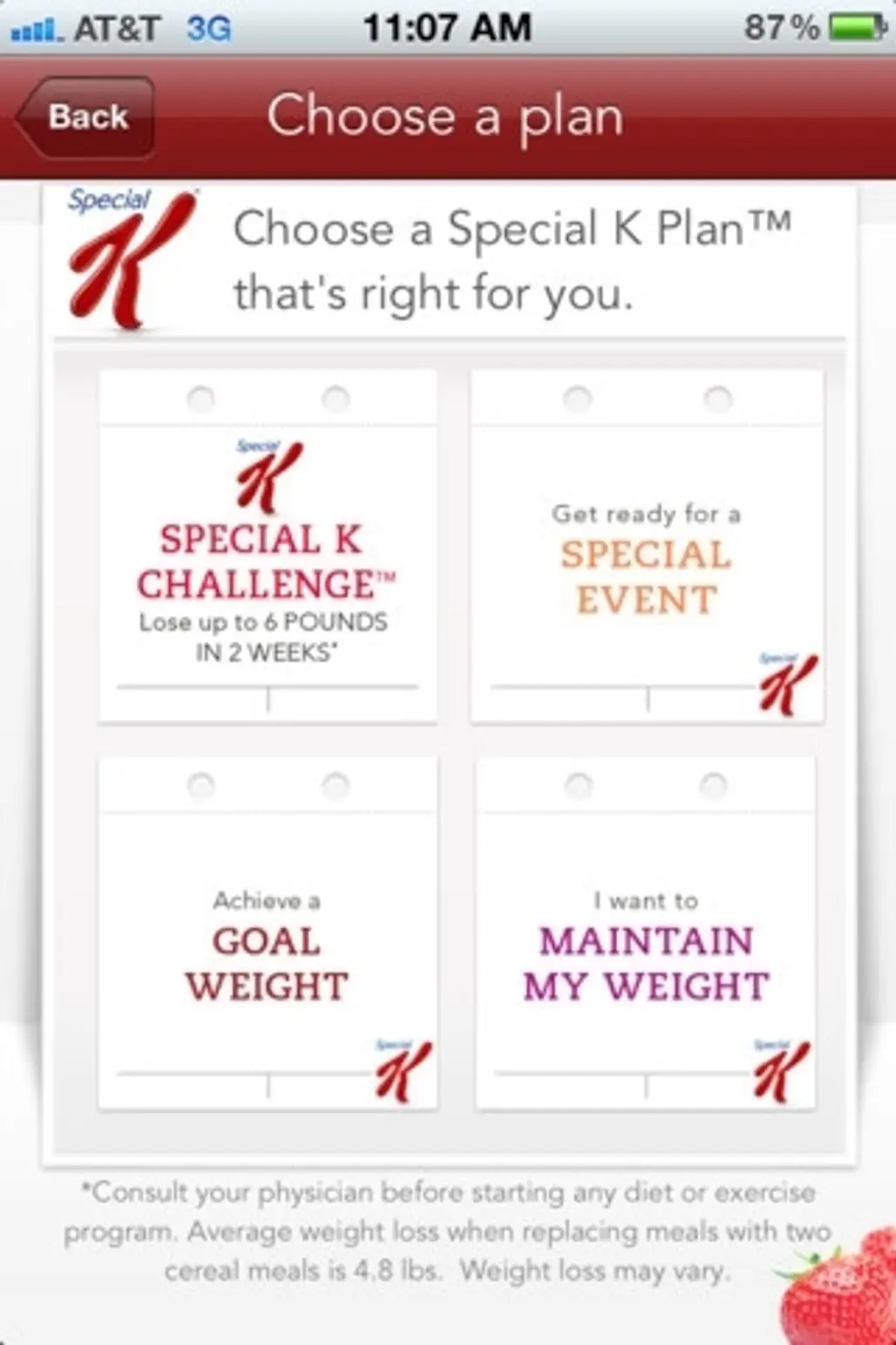 MyPlan – the Special K Challenge Mobile App