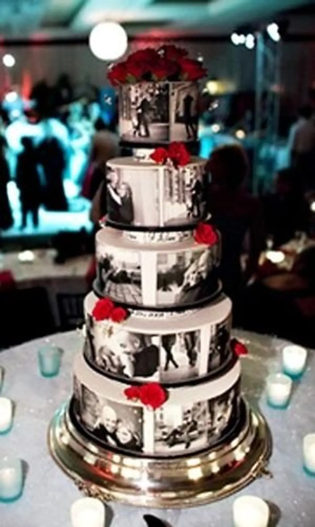 Wedding Cake with Engagement Pictures