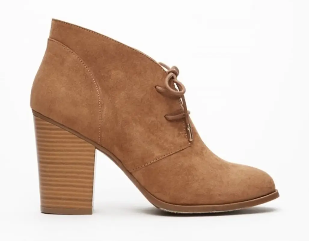 Faux Suede Lace-up Booties