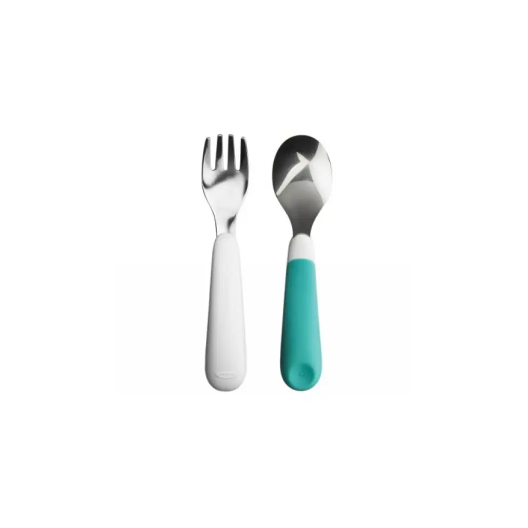OXO Tot Fork and Spoon Set, Aqua