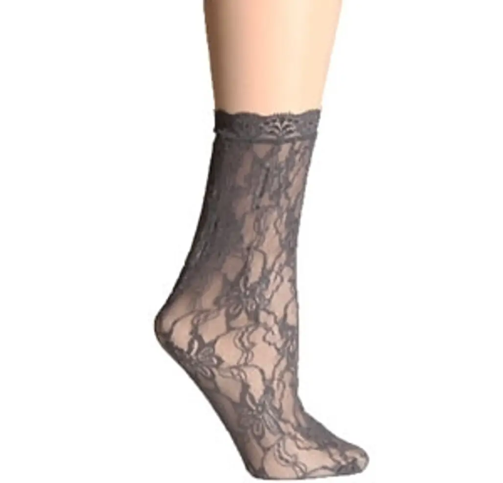 Lacy Steps Gray Ankle Socks