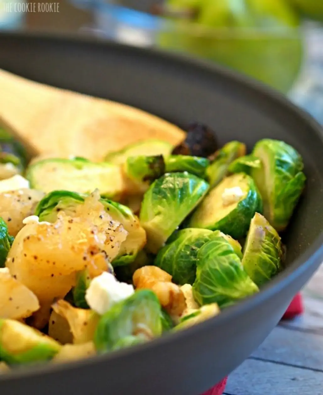 Pear and Blue Cheese Roasted Brussels Sprouts