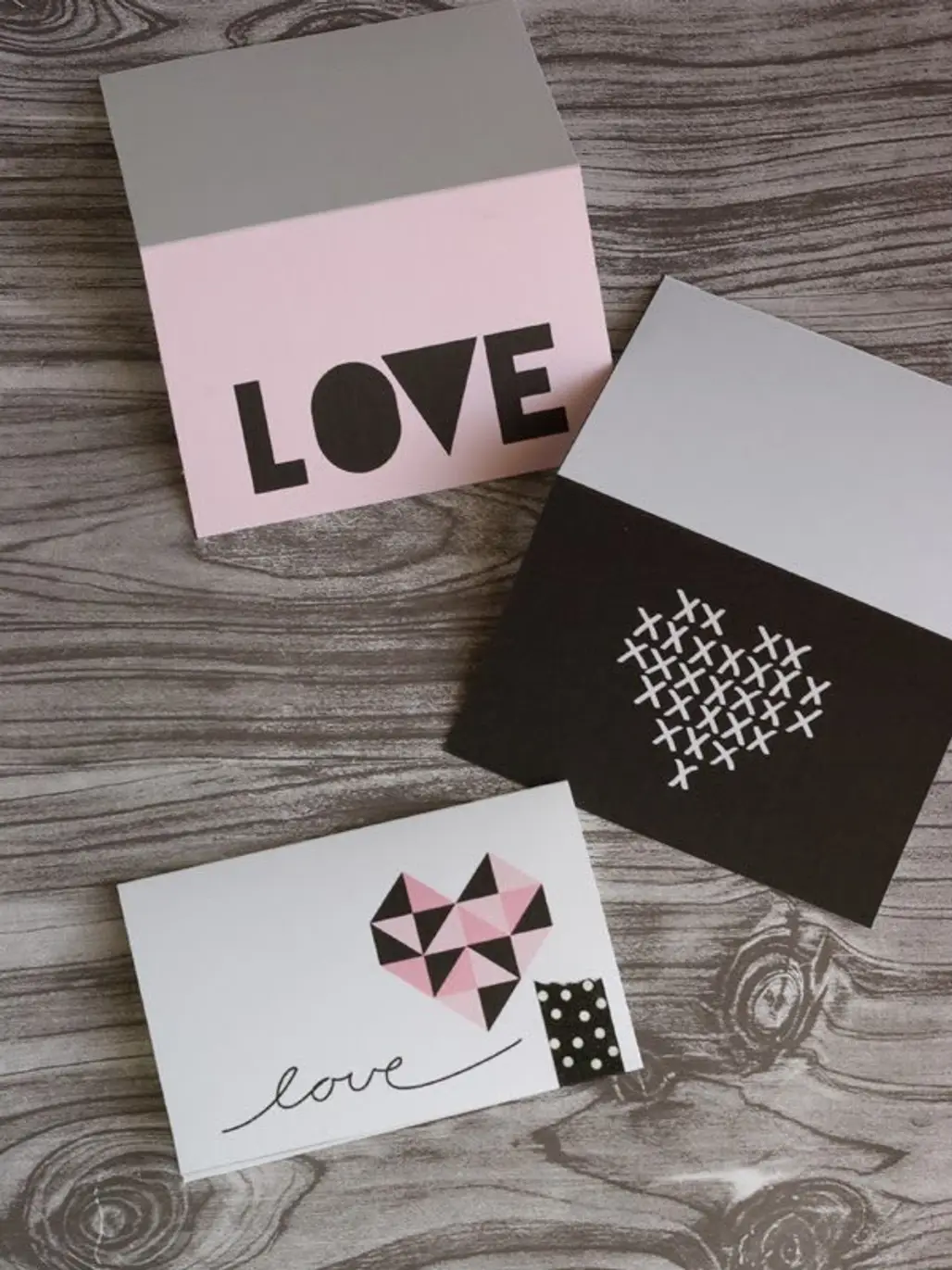 Geometric and Cross Stitch Valentine's Day Cards